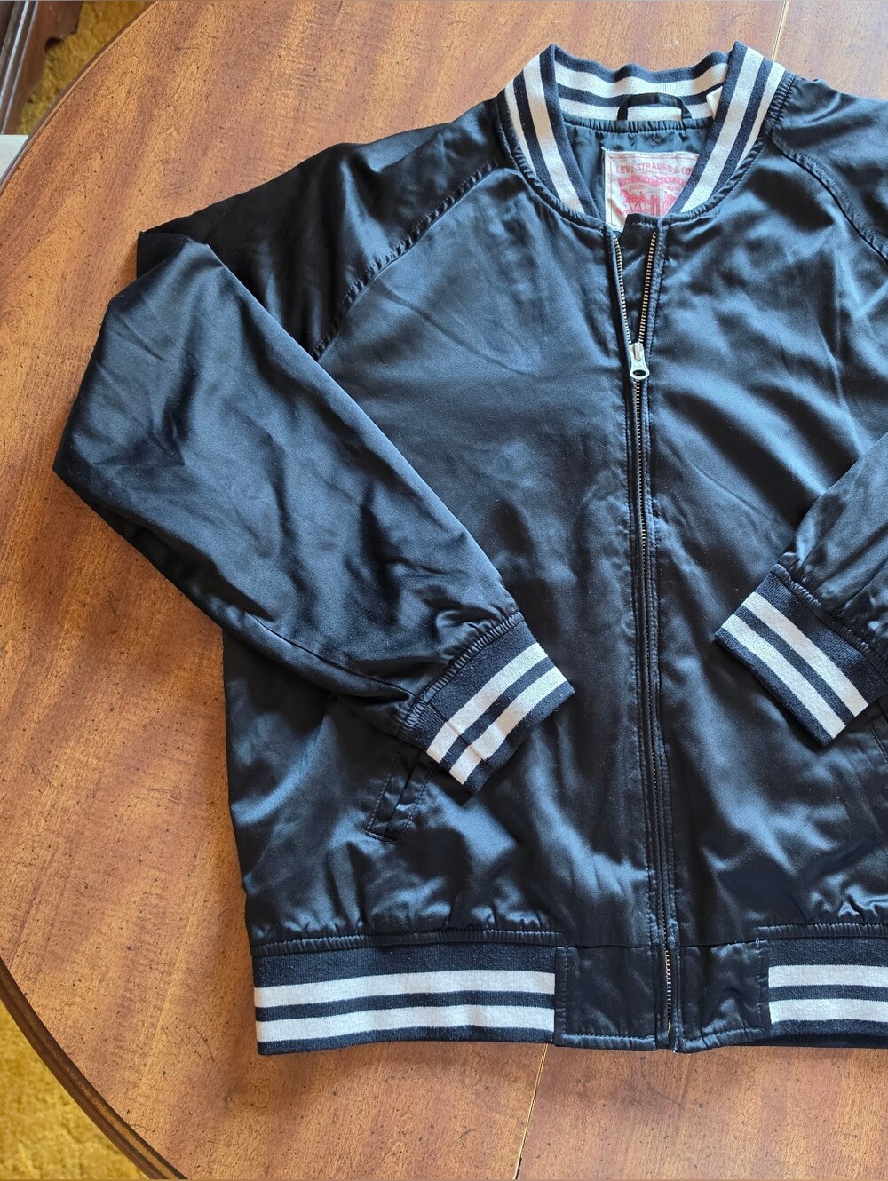 Levi's Black Bomber Jacket with Striped Trim